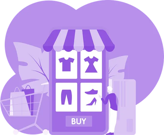Man Buying Clothes From Mobile Shopping App  Illustration