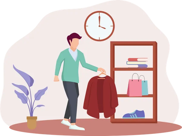 Man buying clothes  Illustration