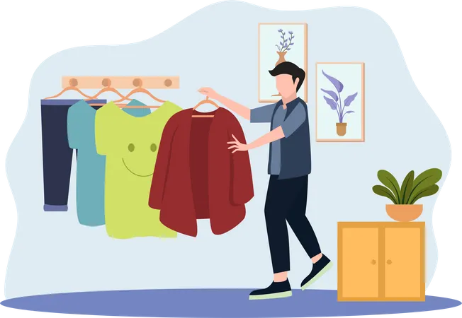 Man buying clothes  Illustration