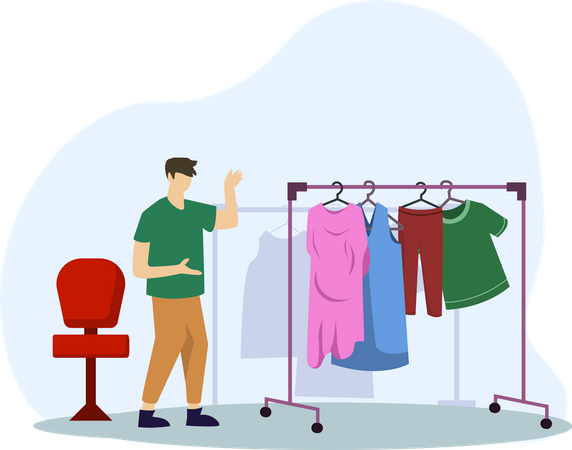 Man buying clothes  Illustration