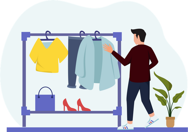 Man buying clothes  Illustration