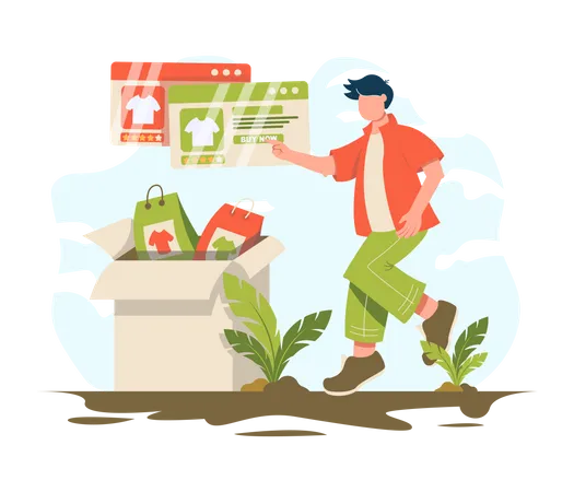 Man buying clothes online  Illustration