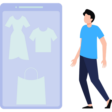 Man buying clothes online Illustration