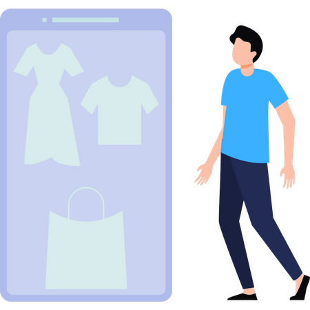 Man buying clothes online  Illustration