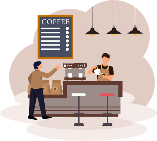 Man buying coffee beans  Illustration