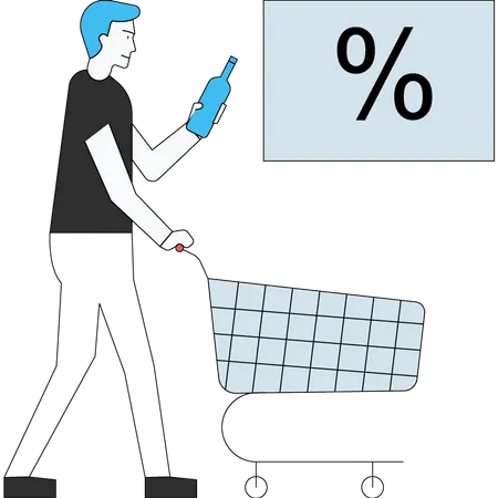 Man buying cold beverages in discount Illustration