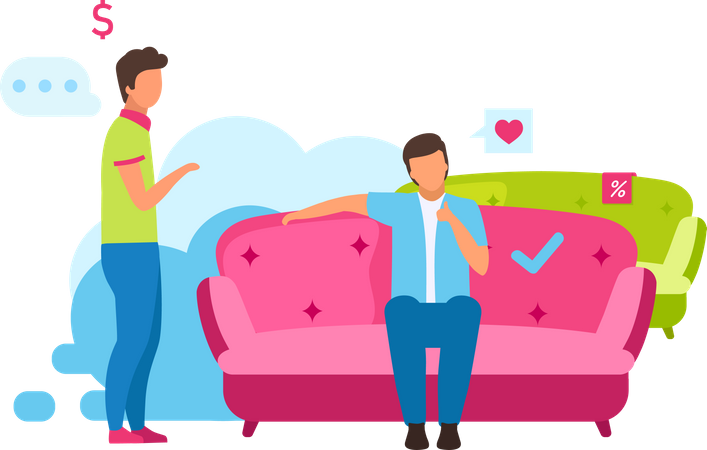 Man buying couch Illustration