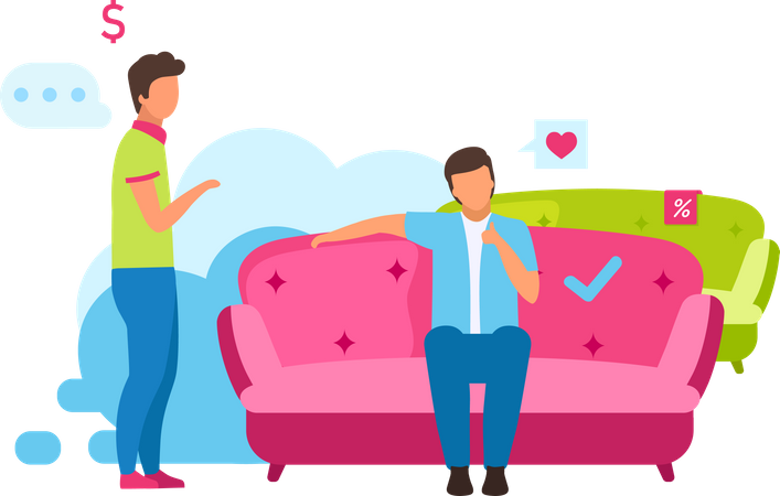 Man buying couch  Illustration