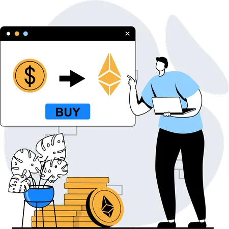 Man buying Cryptocurrency  Illustration