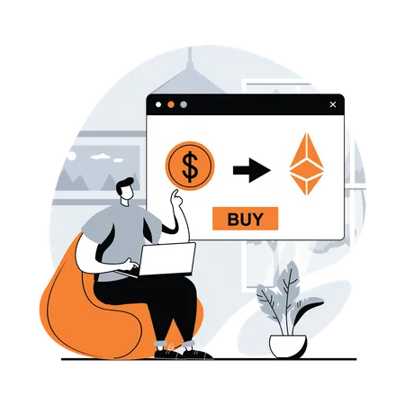 Man buying cryptocurrency  Illustration