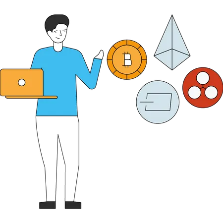 Man buying cryptocurrency  Illustration