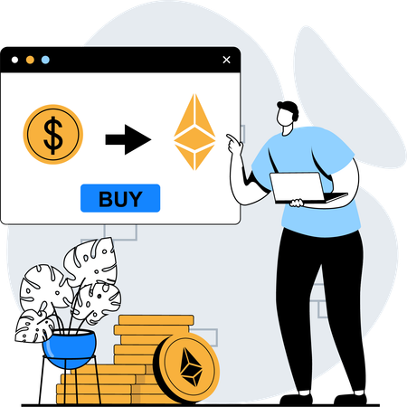 Man buying Cryptocurrency  Illustration