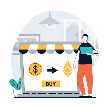 Man buying Cryptocurrency  Illustration