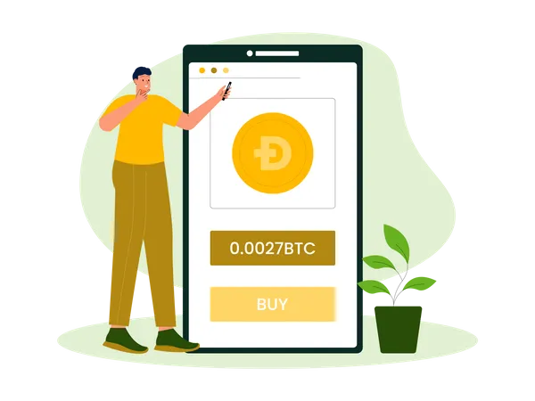 Man buying dogecoin with btc  Illustration