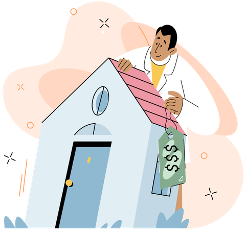 Man buying dream house  Illustration