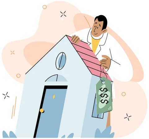 Man buying dream house  Illustration