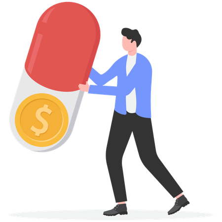 Man buying expensive medicine  Illustration