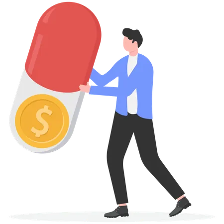 Man buying expensive medicine  Illustration