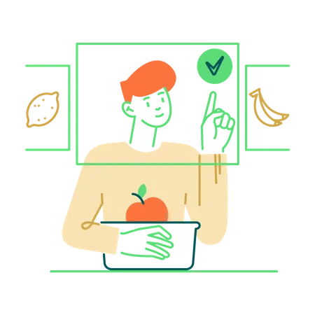 Man buying food from online store  Illustration