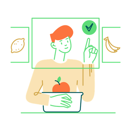 Man buying food from online store  Illustration