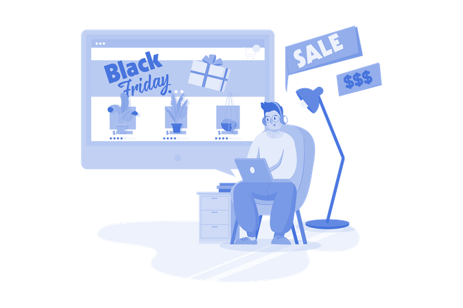 Man buying goods via ecommerce app  Illustration
