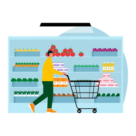 Man buying grocery Illustration