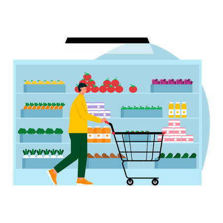 Man buying grocery  Illustration