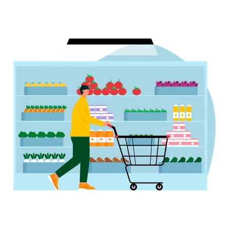 Man buying grocery  Illustration