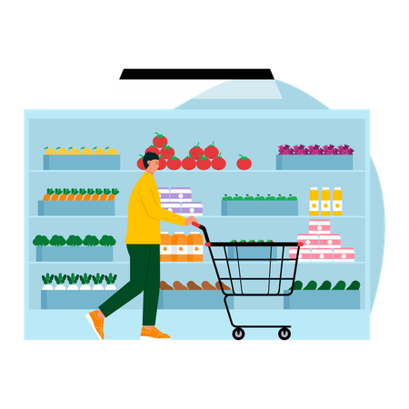 Man buying grocery  Illustration