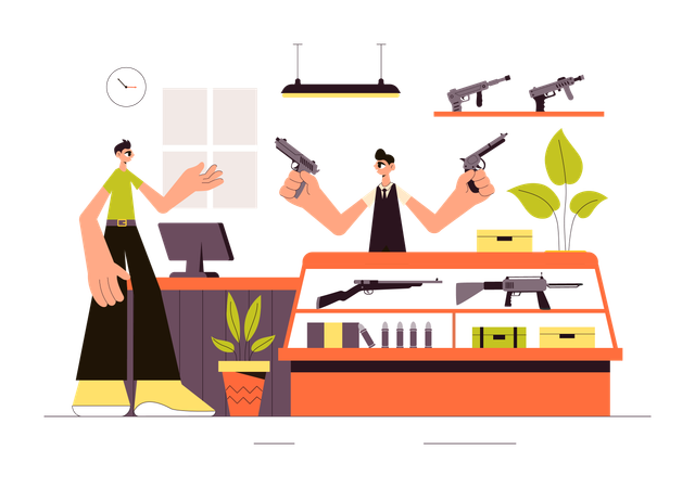 Man buying gun  Illustration