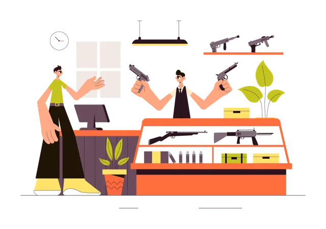Man buying gun  Illustration