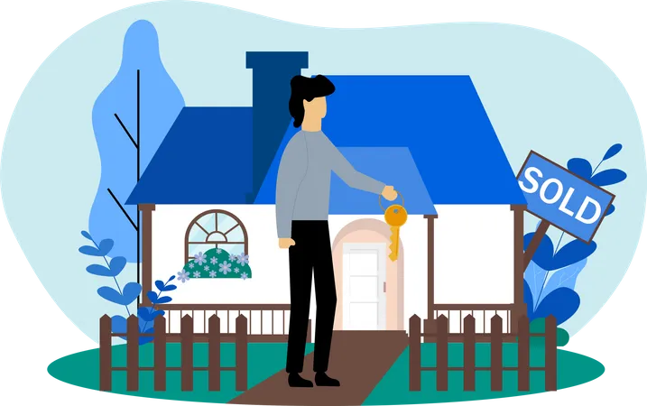 Man buying home  Illustration