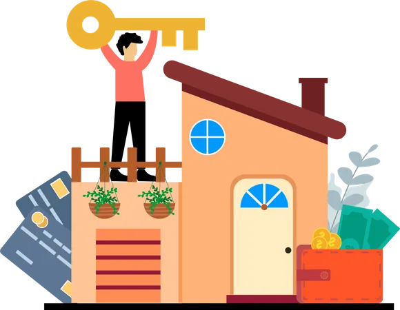 Man buying home  Illustration