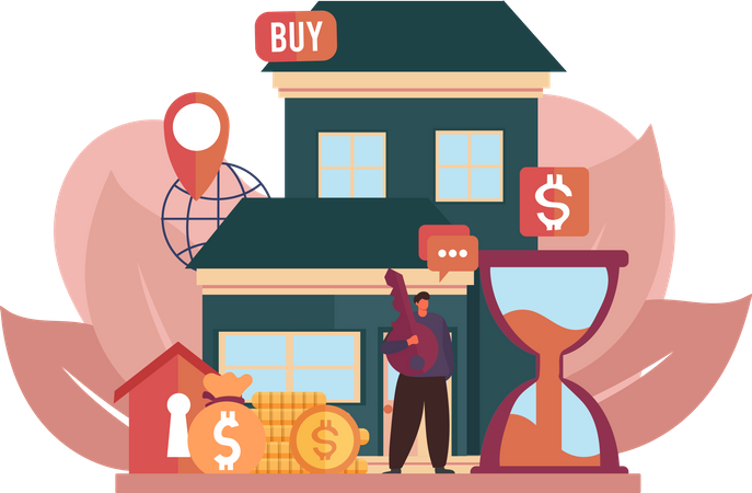 Man buying home  Illustration