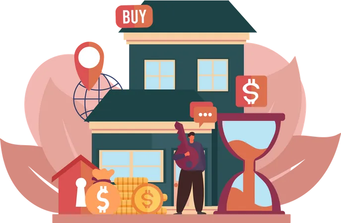 Man buying home  Illustration