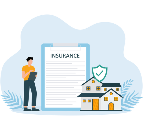 Man buying home insurance  Illustration