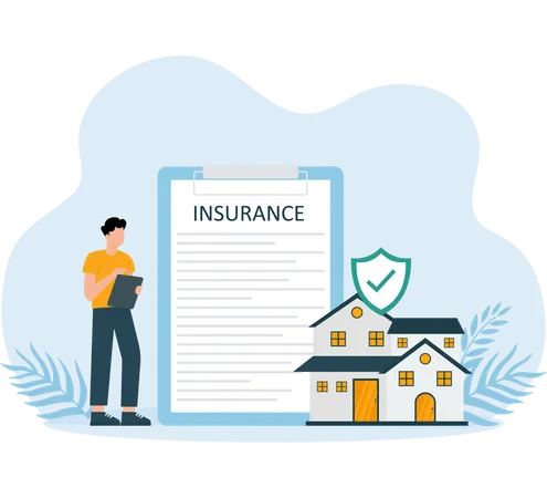 Man buying home insurance  Illustration