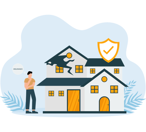 Man buying home insurance  Illustration