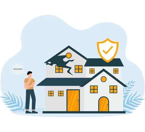 Man buying home insurance  Illustration