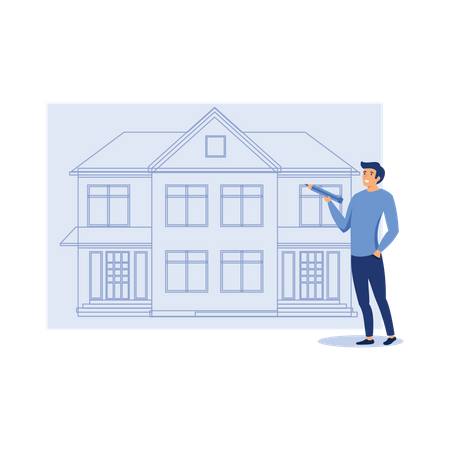 Man buying house  Illustration