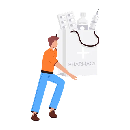 Man Buying Medicine from medical  Illustration