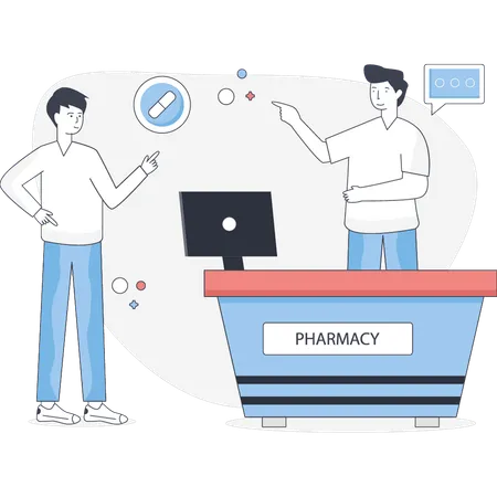 Man buying medicine from pharmacy  Illustration