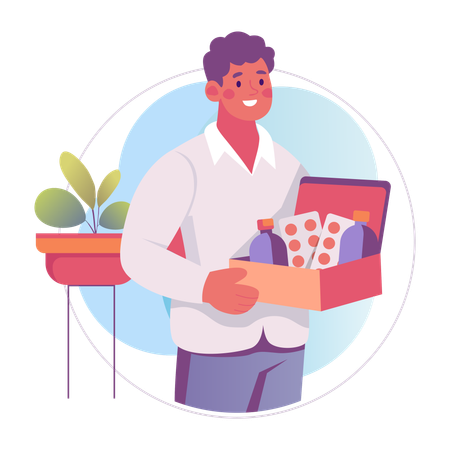 Man Buying Medicine from store  Illustration