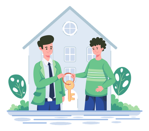 Man buying new house  Illustration