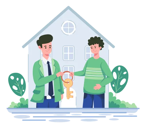 Man buying new house  Illustration