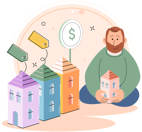 Man buying new real estate property  Illustration