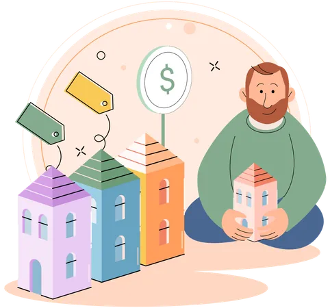 Man buying new real estate property  Illustration