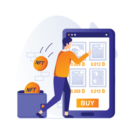 Man buying NFT  Illustration