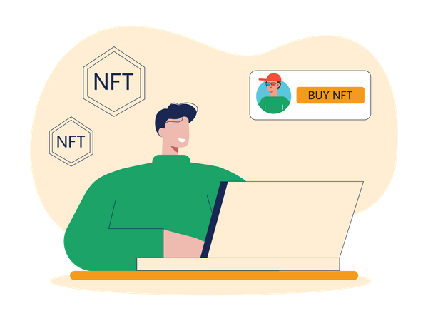 Man buying NFT  일러스트레이션