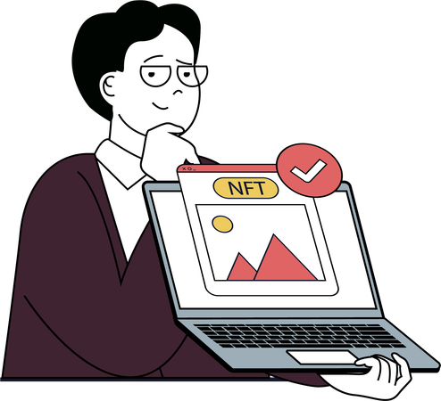 Man buying NFT Token  Illustration